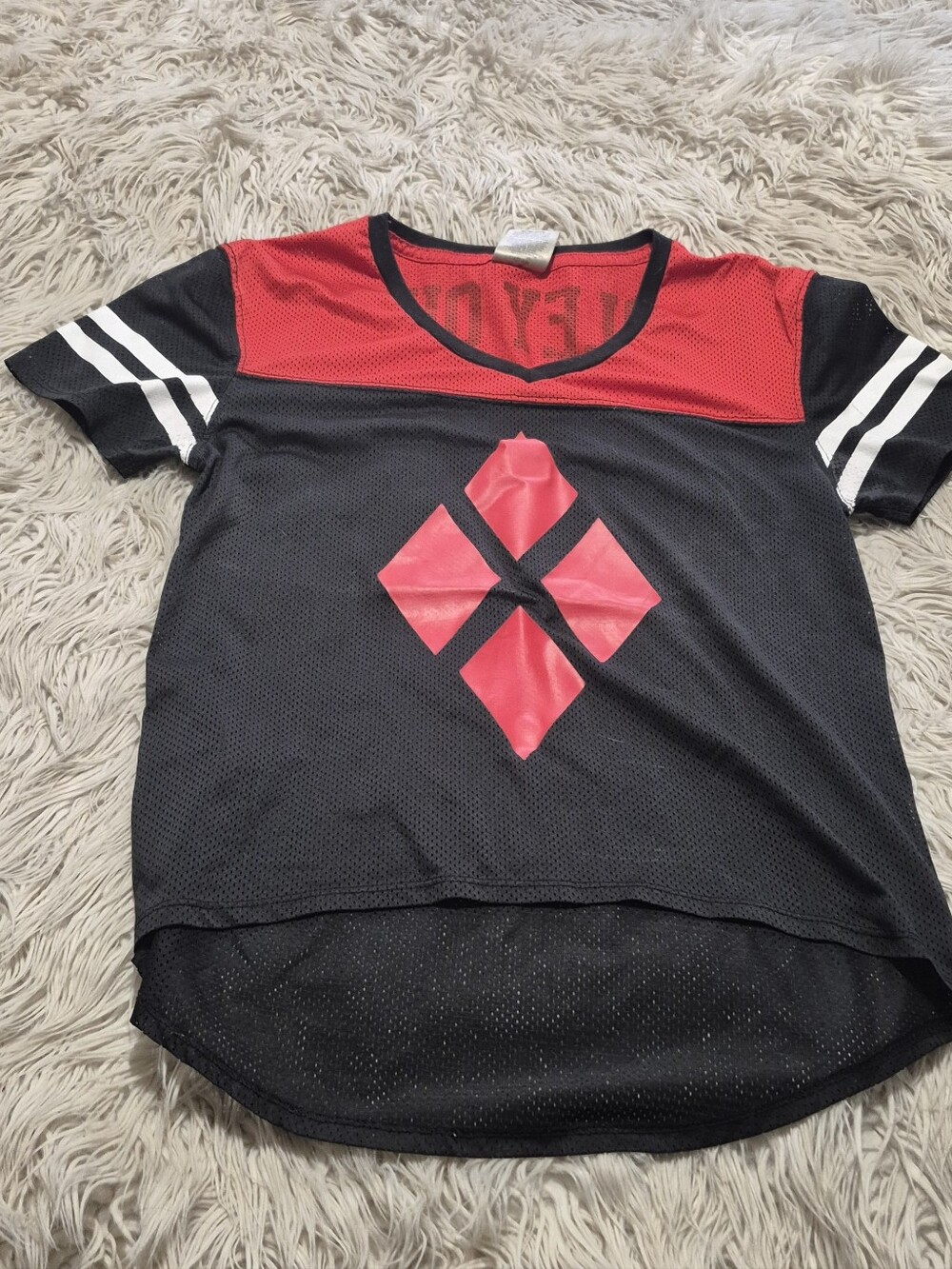 DC Comics Harley Quinn Red Mesh/ Jersey Style Top